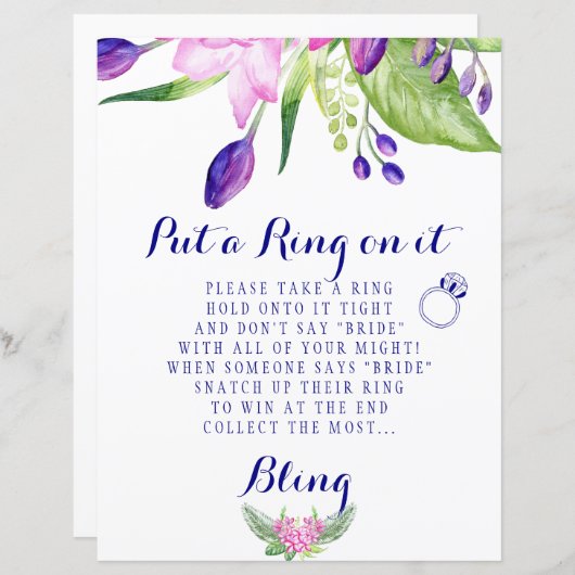 Klingelspiel Elegantes Blumenzeichen Brautparty (Vorne/Hinten)