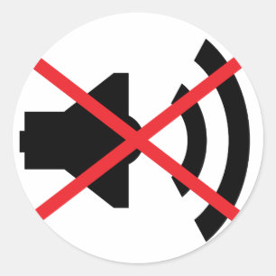 🔊 klingen weg 🔇 runder aufkleber