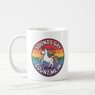 Klingt Gay Zähl Ich Mit Einhorn Regenbogenflagge L Kaffeetasse