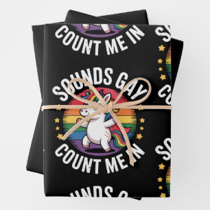 Klingt Gay Zähl Mich Ein Einhorn Regenbogen LGBTQ Geschenkpapier Set