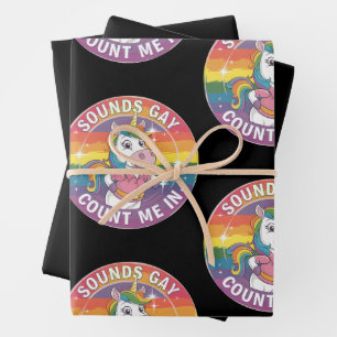 Klingt Gay Zähl Mich Ein Einhorn Regenbogen LGBTQ Geschenkpapier Set