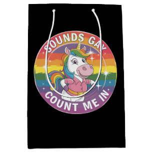 Klingt Gay Zähl Mich Ein Einhorn Regenbogen LGBTQ Mittlere Geschenktüte
