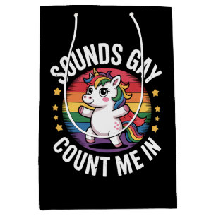 Klingt Gay Zähl Mich Ein Einhorn Regenbogen LGBTQ Mittlere Geschenktüte