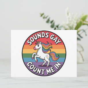 Klingt Gay Zähl Mich Ein Einhorn Regenbogenflagge  Einladung