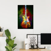 Klingt nach Musik. Farbenfrohe Gitarre Poster (Heimbüro)