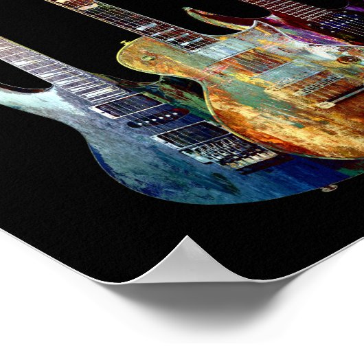 Klingt nach Musik. Farbenfrohe Gitarre Poster (Ecke)