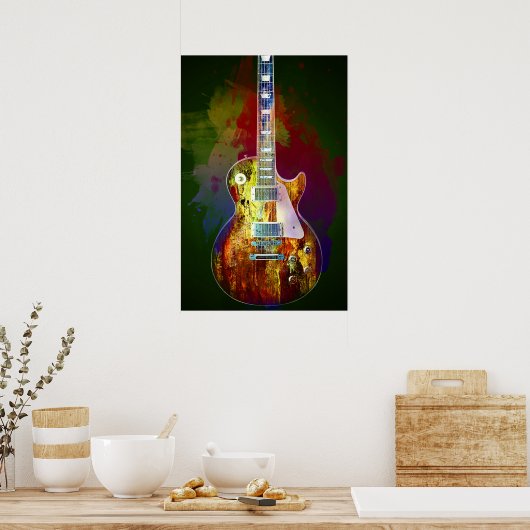 Klingt nach Musik. Farbenfrohe Gitarre Poster (Küche)