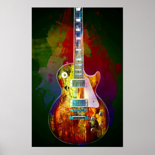 Klingt nach Musik. Farbenfrohe Gitarre Poster