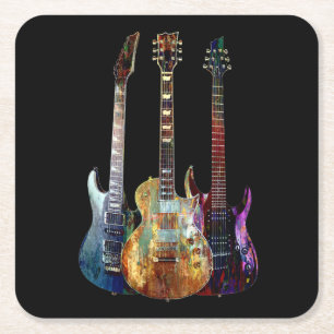 Klingt nach Musik. Farbige Gitarre Rechteckiger Pappuntersetzer