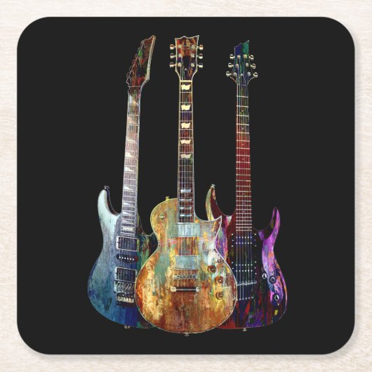 Klingt nach Musik. Farbige Gitarre Rechteckiger Pappuntersetzer (Vorderseite)