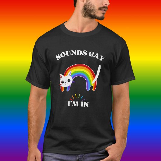 Klingt schwul Ich bin in farbenfrohen Katzen LGBT T-Shirt