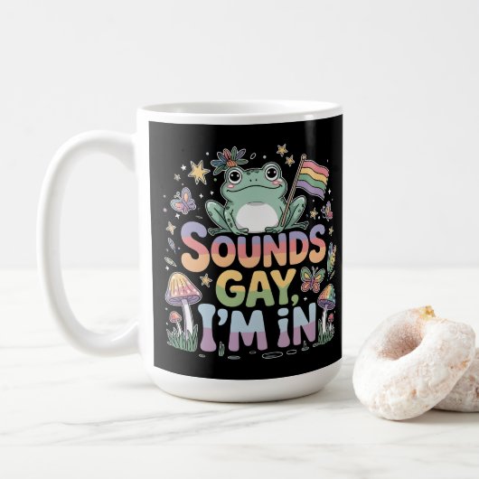 Klingt schwul, ich bin in Froschdesign Kaffeetasse (Mit Donut)