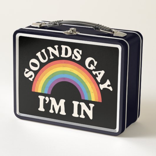 Klingt schwul Ich bin in lustigen LGBTQ Pride Rain Metall Brotdose (Vorderseite)