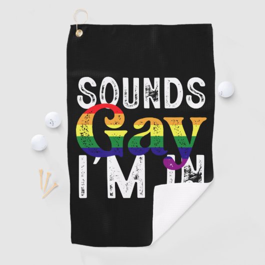 Klingt schwul Ich bin in Rainbow LGBT Flag Pride M Golfhandtuch (Insitu)
