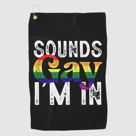 Klingt schwul Ich bin in Rainbow LGBT Flag Pride M Golfhandtuch (Vorderseite)