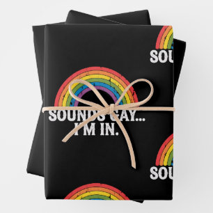 Klingt schwul Ich bin in Rainbow LGBTQ Vintag Retr Geschenkpapier Set