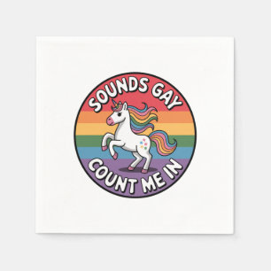 Klingt Schwul Zähl Mich Ein Einhorn Regenbogenflag Serviette