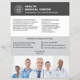 Klinik Arzt Individuelles Logo Grau Flyer