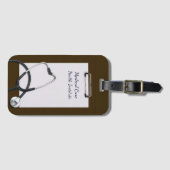 Klinik braun mit Stethoskop Gepäckanhänger (Vorderseite (Horizontal))