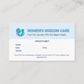 Klinik für Gynäkologie | Moderne Ernennung Visitenkarte (Rückseite)