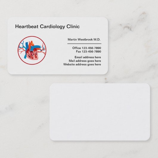 Klinik für Kardiologie Visitenkarte (Vorne/Hinten)