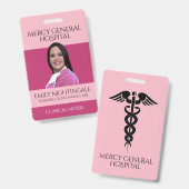 Klinik Pink Medizin Caduceus Ausweis (Vorder- & Rückseite)