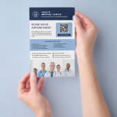 Klinik-Terminbuchung per QR-Code Flyer (Handgriff)