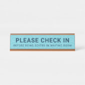 Klinische Empfang-Schreibtisch Zahnarzt Bitte Karo Schreibtischnamensplakette (Vorderseite )