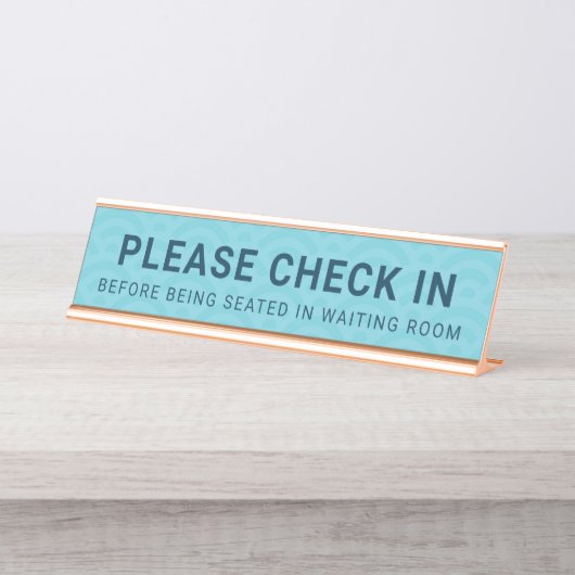 Klinische Empfang-Schreibtisch Zahnarzt Bitte Karo Schreibtischnamensplakette (Vorderseite )