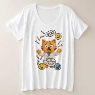Klinischer Labortechniker Katze führt so viele Tes Große Größe T-Shirt