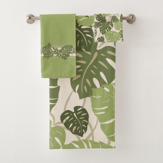 Klippen-Aufhänger hawaiische Monstera Badhandtuch Set (Insitu)