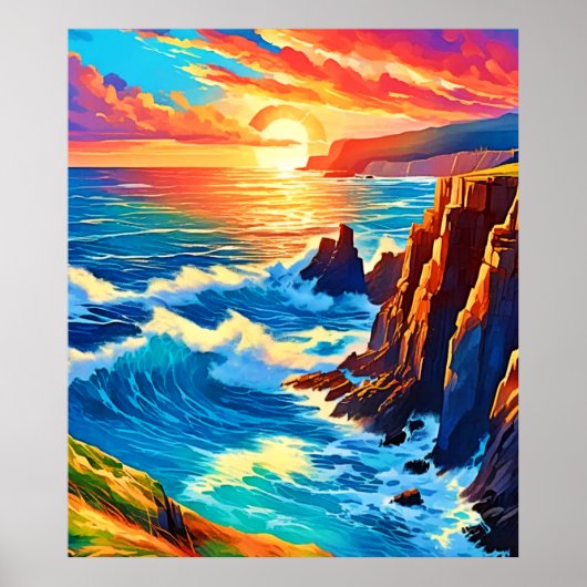 Klippen bei Sonnenuntergang: Die goldene Stunde de Poster (Vorne)