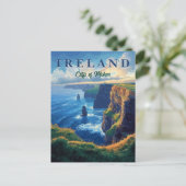 Klippen der Moher Vintage Reise Postkarte (Stehend Vorderseite)