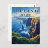 Klippen der Moher Vintage Reise Postkarte (Vorne/Hinten)