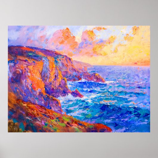 Klippen in fiery Sunset Impressionist Landschaft Poster (Vorne)