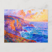 Klippen in fiery Sunset Impressionist Landschaft Postkarte (Vorderseite)