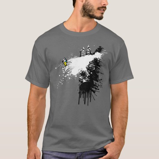 Klippen-Skifahrer-Entwurf T-Shirt (Vorderseite)