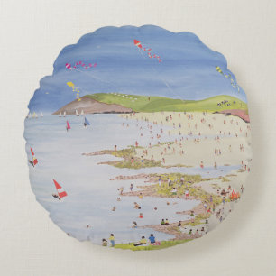 Klippen und Bucht Rundes Kissen