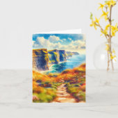 Klippen von Moher Ireland Wasserfarbe Karte (Gelbe Blume)