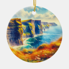 Klippen von Moher Ireland Wasserfarbe Keramik Ornament