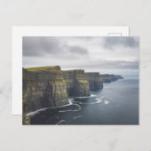 Klippen von Moher, Irland, bewölkt Postkarte (Vorne/Hinten)