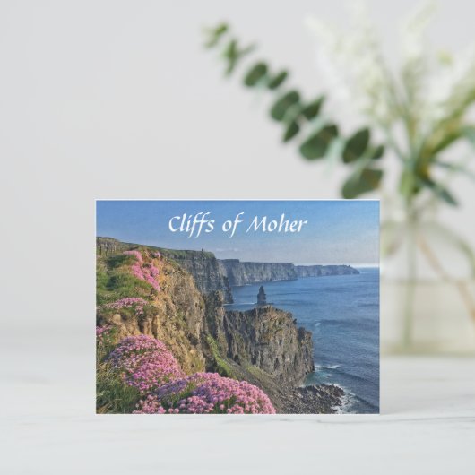 Klippen von Moher, Irland, Blume Postkarte (Stehend Vorderseite)