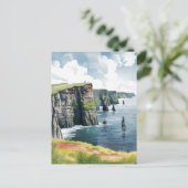 Klippen von Moher, Irland Malerei Postkarte (Stehend Vorderseite)