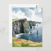 Klippen von Moher, Irland Malerei Postkarte (Vorne/Hinten)