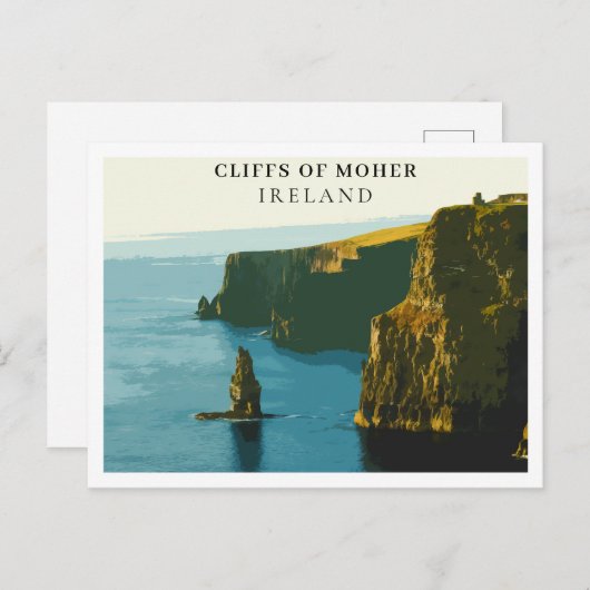 Klippen von Moher, Irland Retro-Stil Postkarte (Vorne/Hinten)