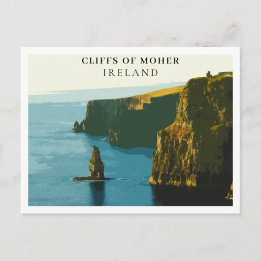 Klippen von Moher, Irland Retro-Stil Postkarte (Vorderseite)