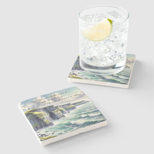 Klippen von Moher, Irland & Zitat Steinuntersetzer (Seitenansicht)