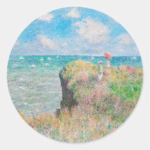 Klippenweg in Pourville von Claude Monet Runder Aufkleber