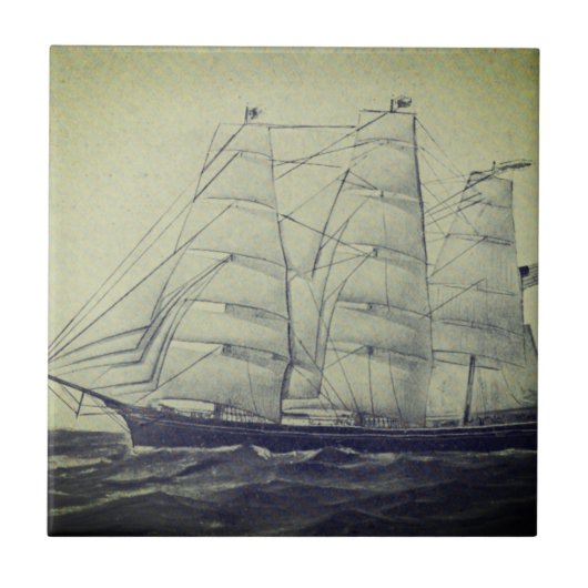 Klippersegelschiff Young America 1853 Fliese (Vorderseite)