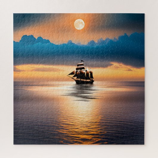 Klippersegler auf mondbeschienenem Ozean Puzzle (Vertikal)